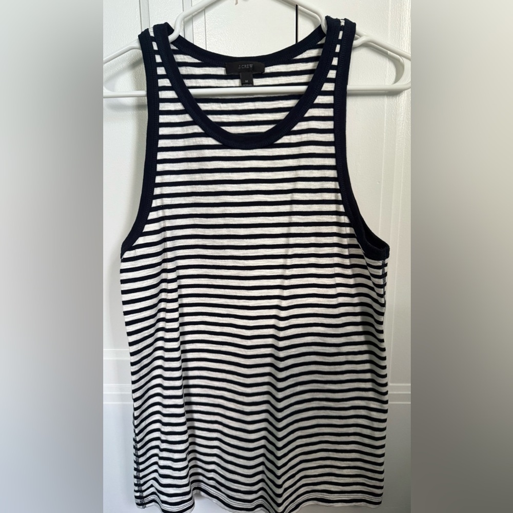 J.Crew Women’s Navy and White Tank Top